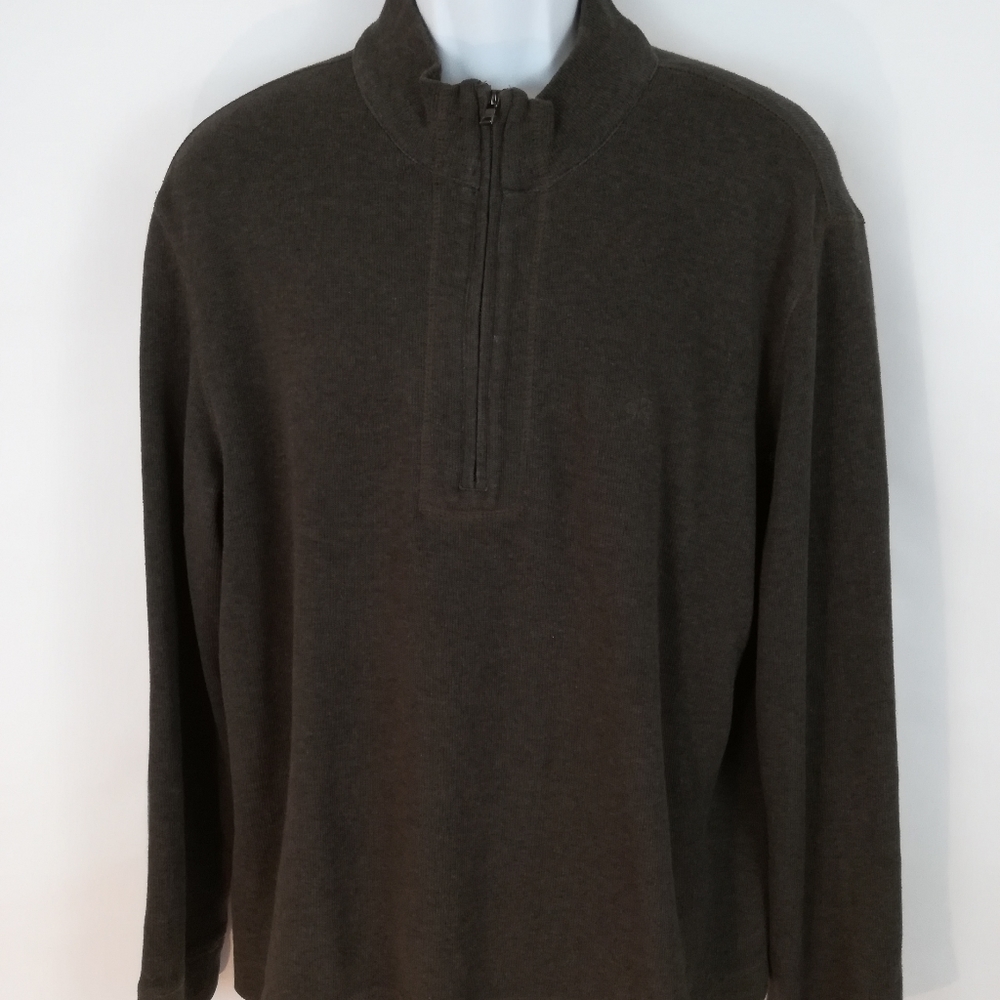 Calvin Klein Mens Brown 1/4 Zip Mock Sweater Large